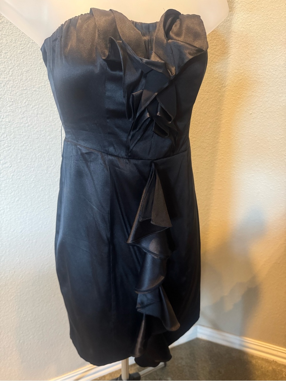 Express Black Strapless Ruffle Cocktail Dress